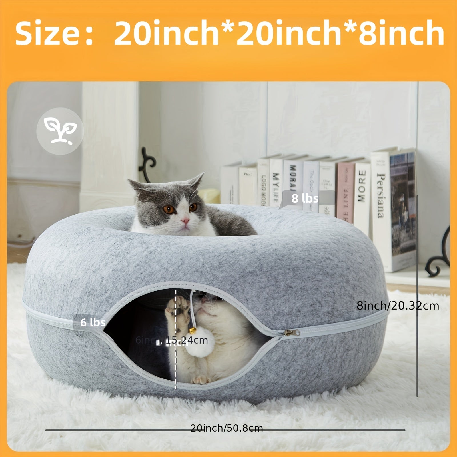 Scratch-Resistant Cat Cave – Peekaboo Tunnel Bed for Medium & Large Indoor Cats