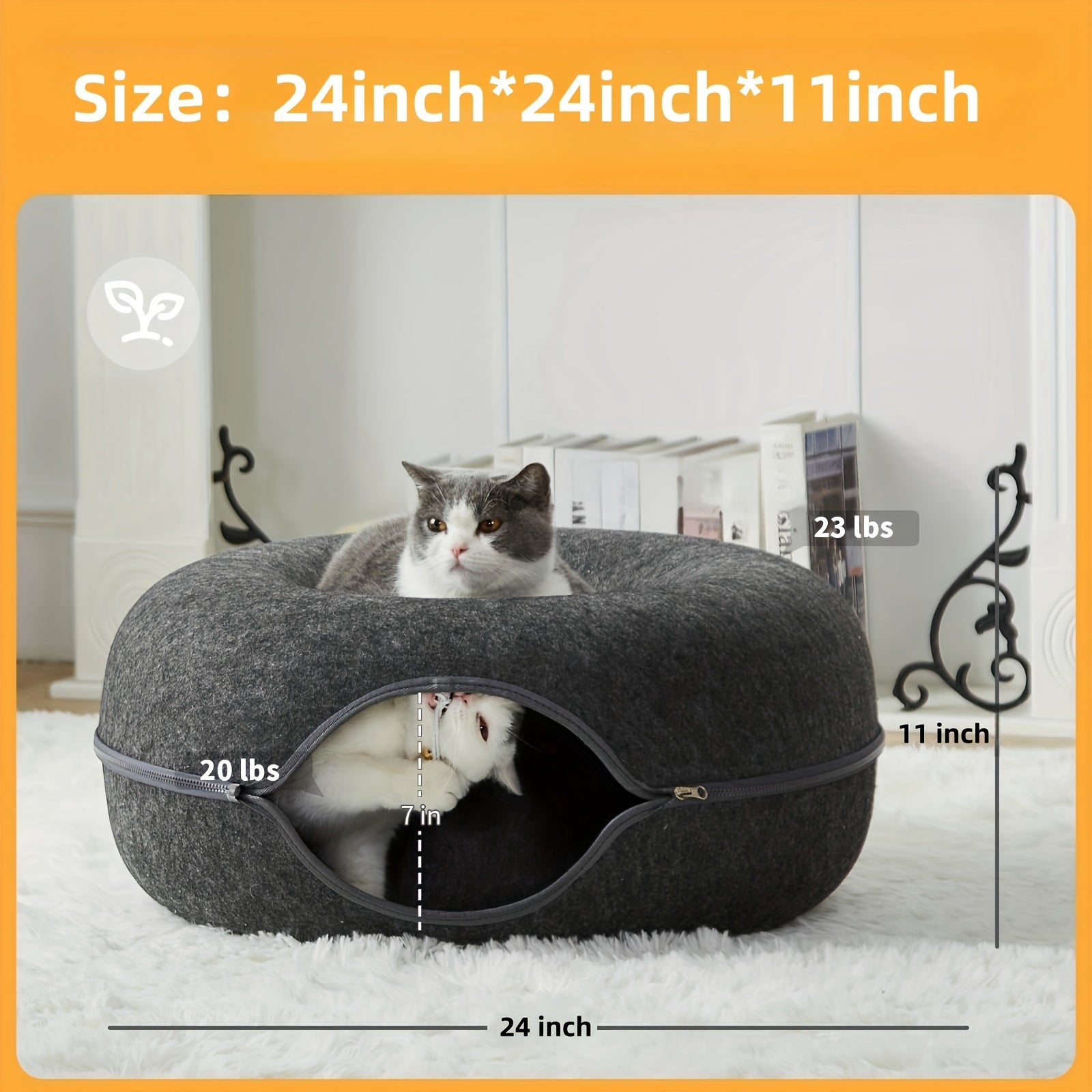 Scratch-Resistant Cat Cave – Peekaboo Tunnel Bed for Medium & Large Indoor Cats