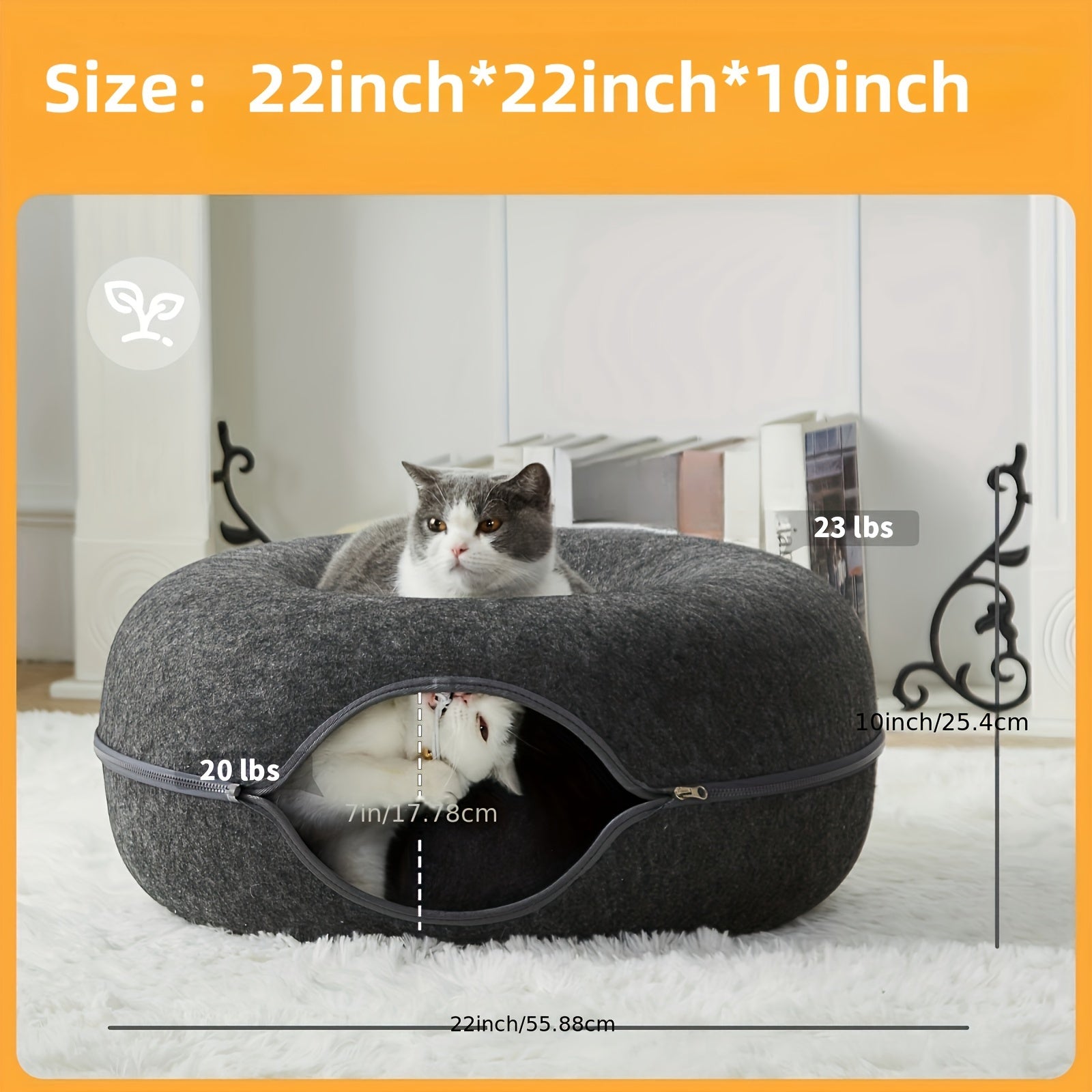 Scratch-Resistant Cat Cave – Peekaboo Tunnel Bed for Medium & Large Indoor Cats