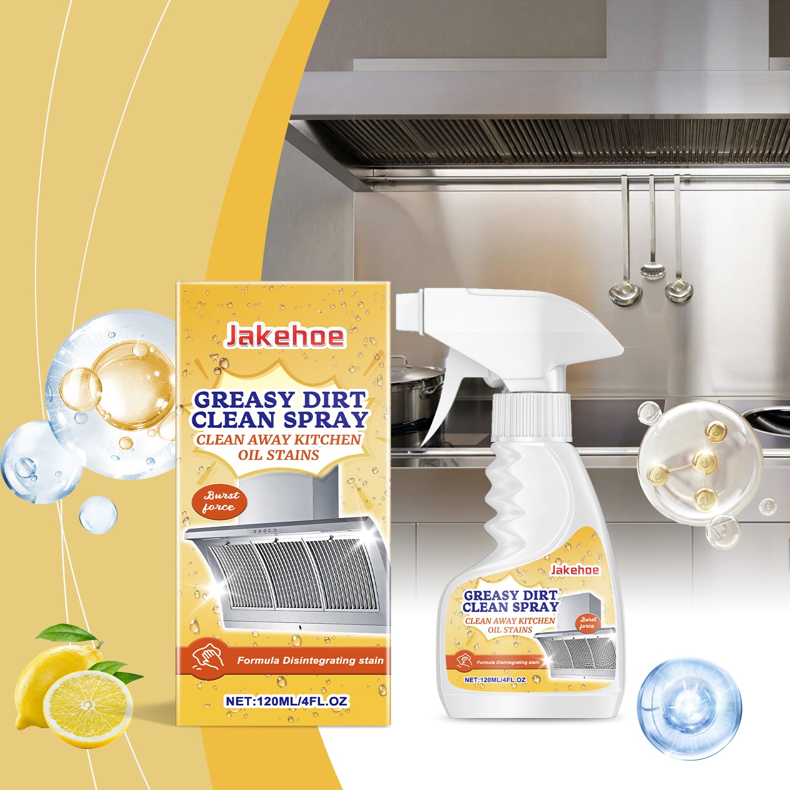 Kitchen Heavy Oil Cleaning Agent All Purpose Cleaning Spray for Kitchens, Countertops, Ovens, and Appliances Household