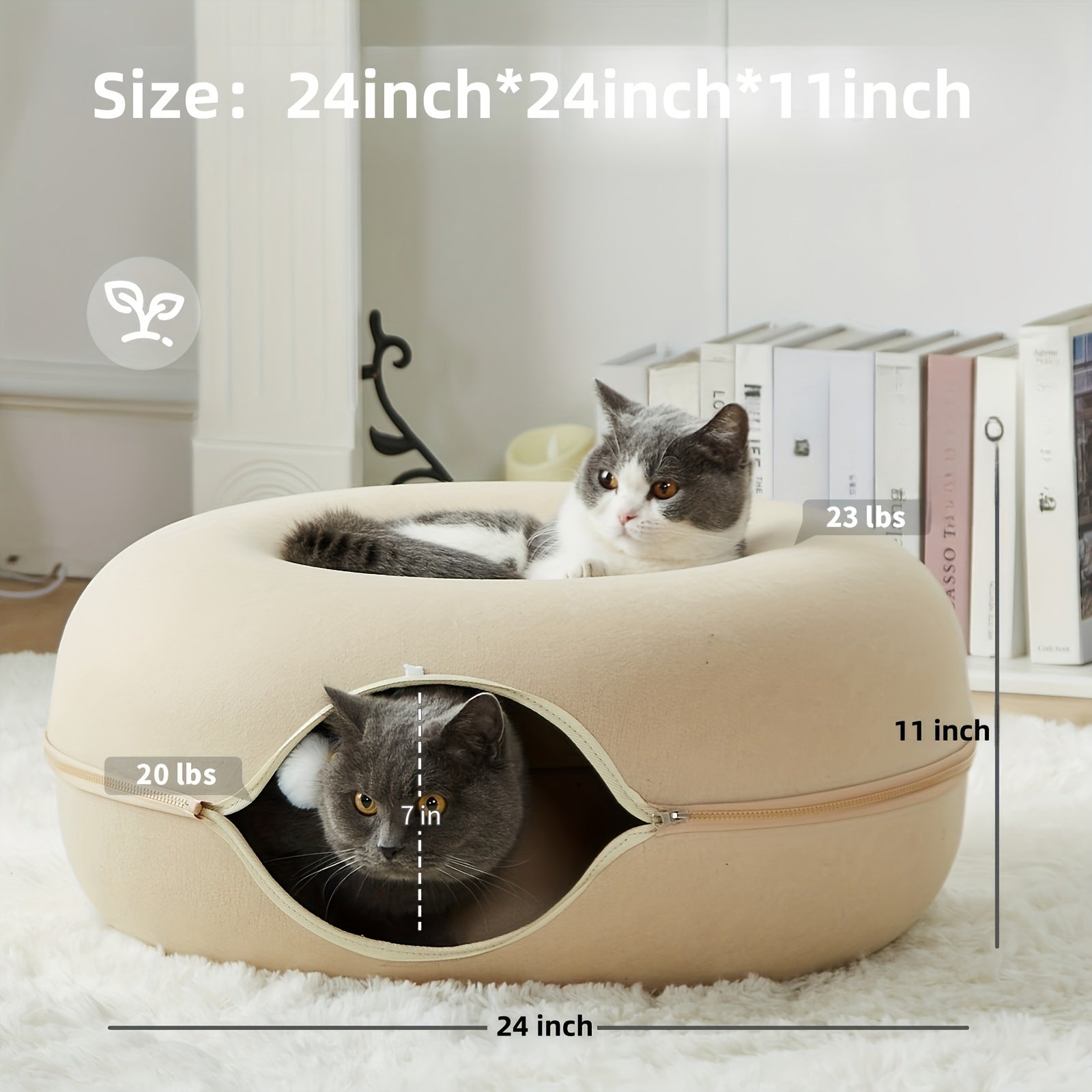 Scratch-Resistant Cat Cave – Peekaboo Tunnel Bed for Medium & Large Indoor Cats