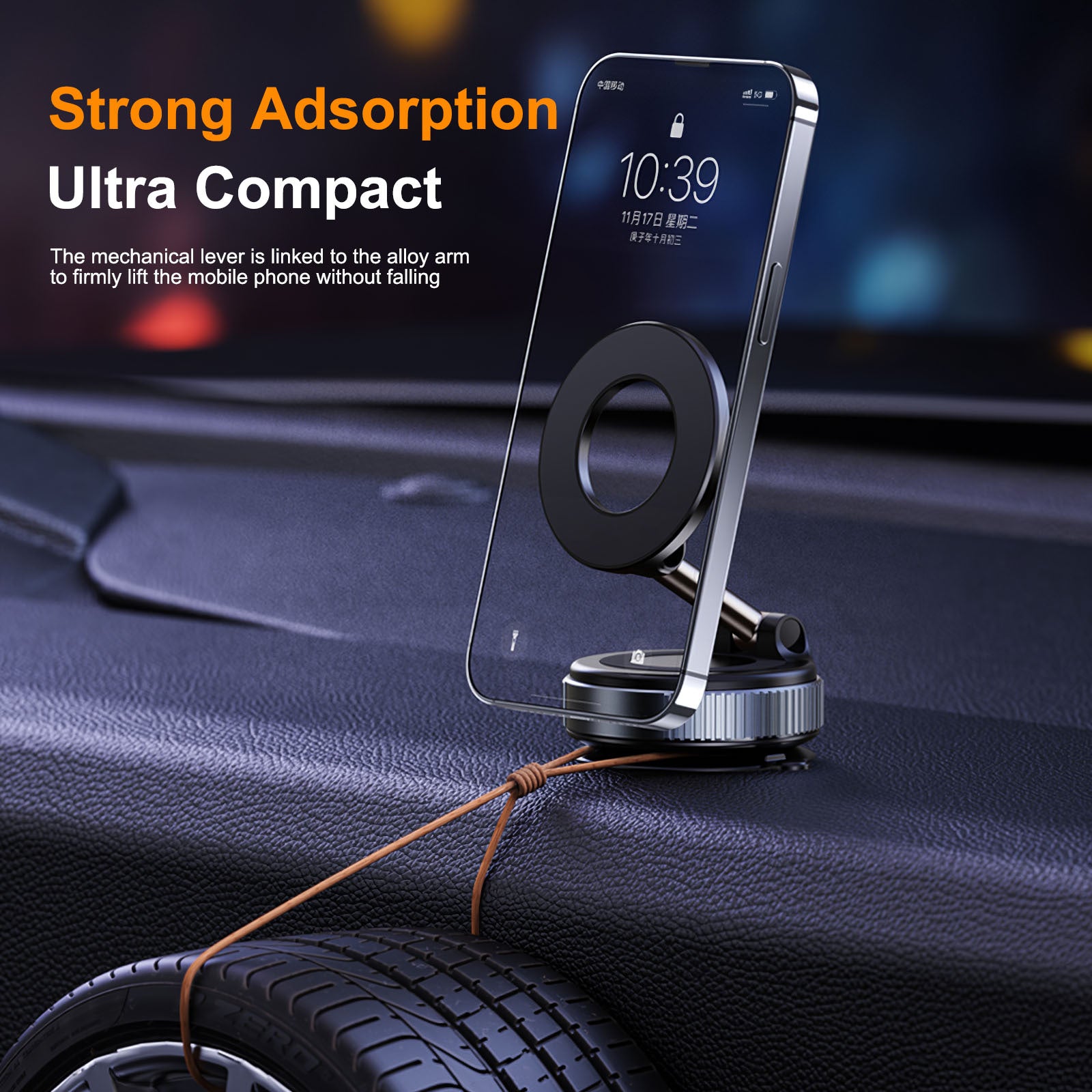 Upgraded Magnetic Car Phone Holder – 360° Rotation, Suction Cup, For Car, Gym, Office & More