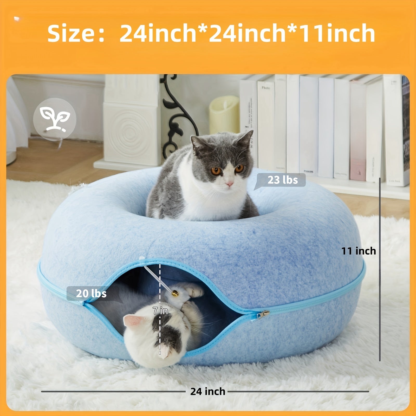 Scratch-Resistant Cat Cave – Peekaboo Tunnel Bed for Medium & Large Indoor Cats